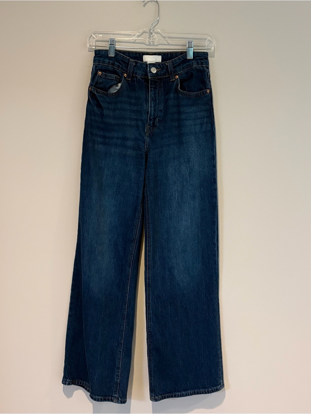 H&M Dark Indigo Wide-Leg Denim Jeans Size 4